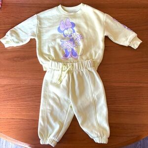 baby GAP Minnie Mouse, light greenish- yellow Sweat Shirt & Pants- size 6-12 mo